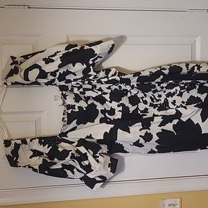 Black Floral Wrap-Like Dress (20W/22W) NWT